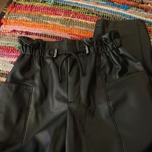 Faux leather baggy pants